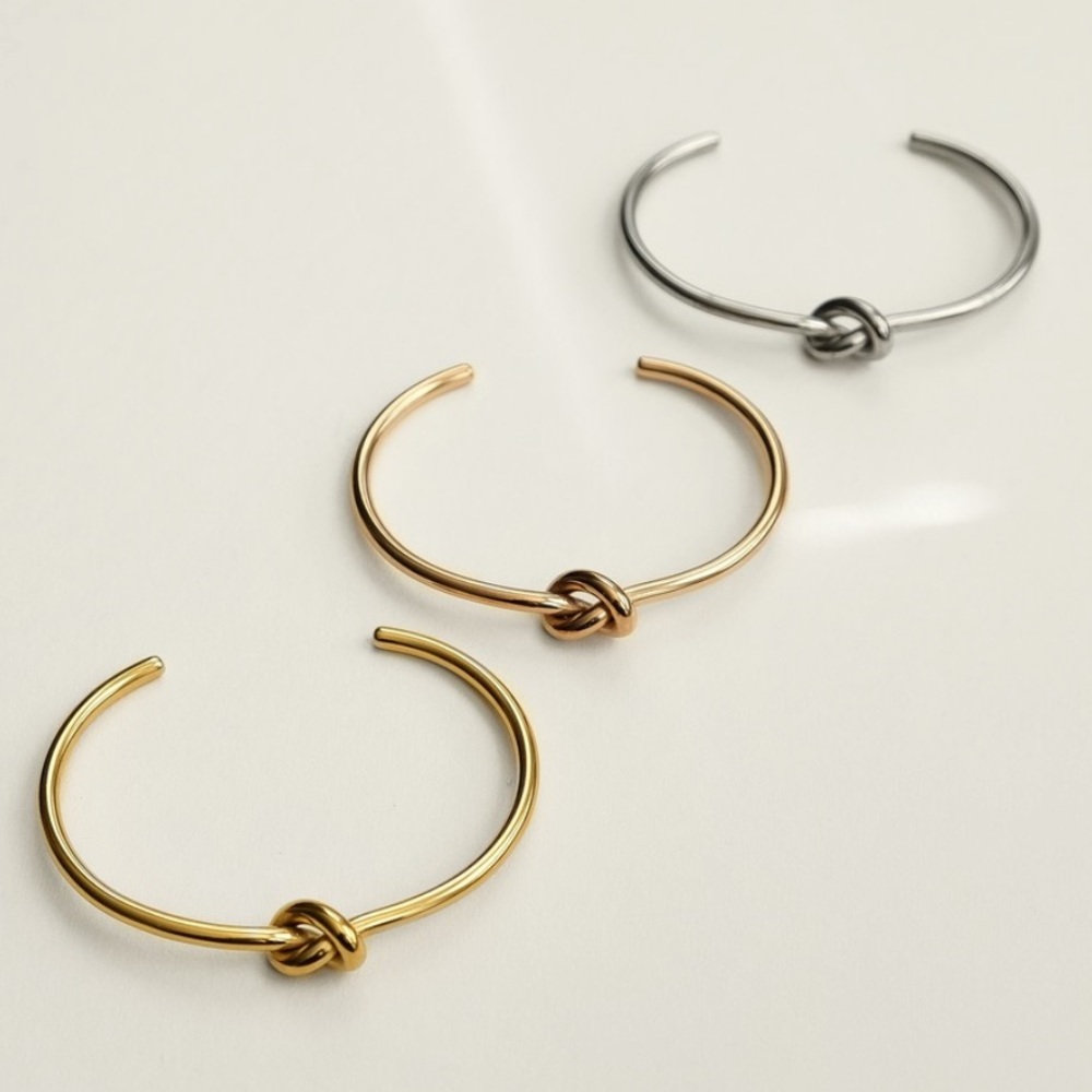 Knot Bangle Bracelet | Gold Rose Plated Stainless steel - Picture 3 of 4